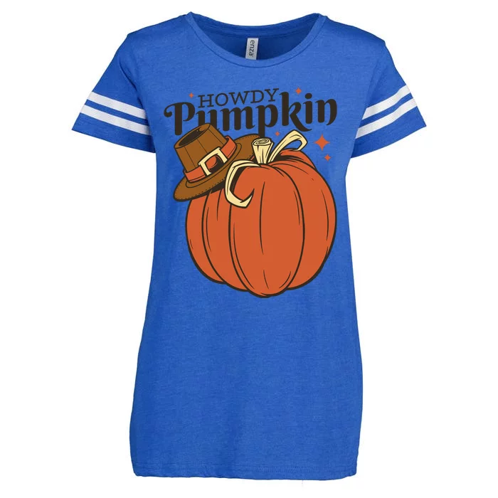 Howdy Pumpkin Cowboy Fall Enza Ladies Jersey Football T-Shirt