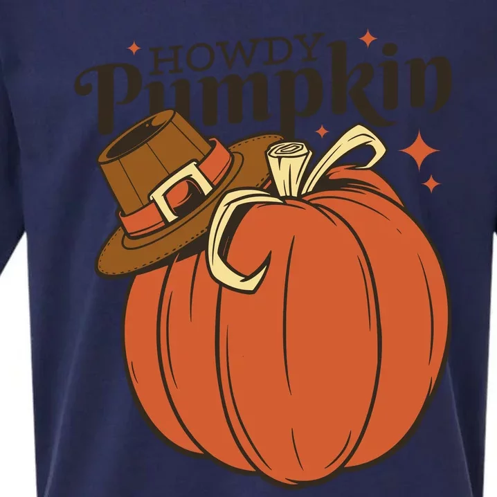 Howdy Pumpkin Cowboy Fall Sueded Cloud Jersey T-Shirt