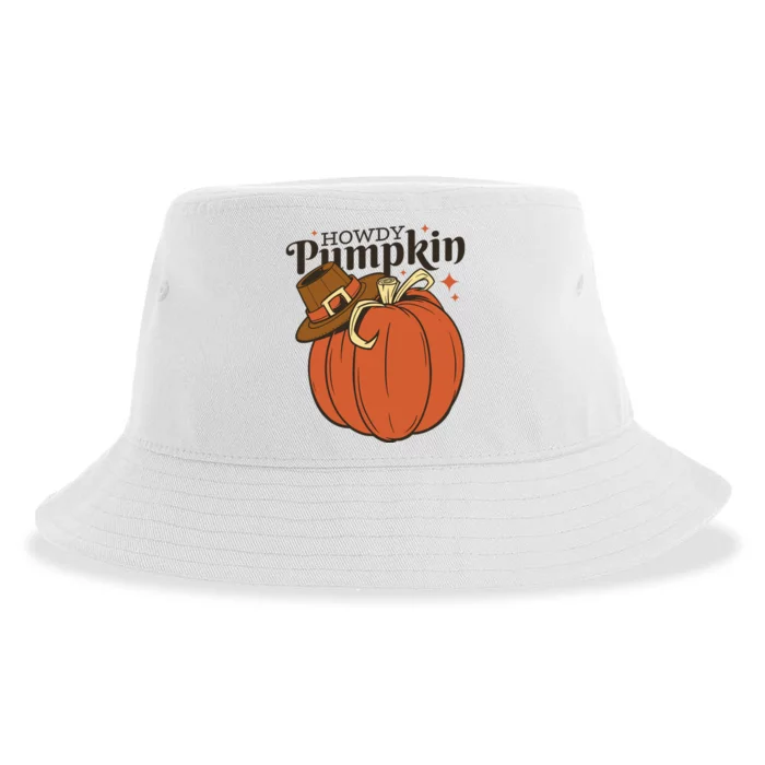 Howdy Pumpkin Cowboy Fall Sustainable Bucket Hat