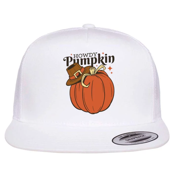 Howdy Pumpkin Cowboy Fall Flat Bill Trucker Hat