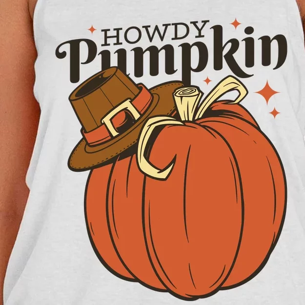 Howdy Pumpkin Cowboy Fall Women's Knotted Racerback Tank