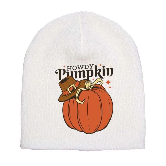 Howdy Pumpkin Cowboy Fall Short Acrylic Beanie