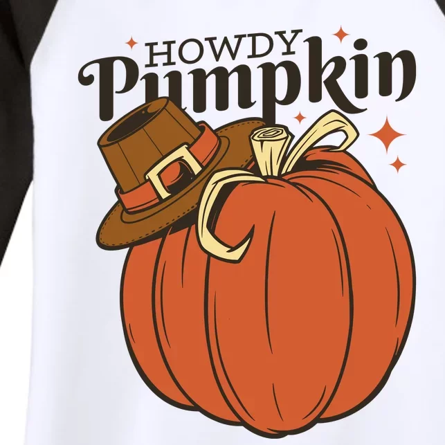 Howdy Pumpkin Cowboy Fall Women's Tri-Blend 3/4-Sleeve Raglan Shirt