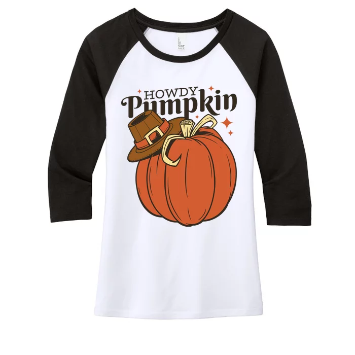 Howdy Pumpkin Cowboy Fall Women's Tri-Blend 3/4-Sleeve Raglan Shirt