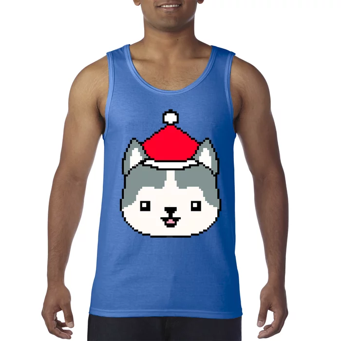 Husky Pixelated Christmas Funny Husky Xmas Gift Tank Top