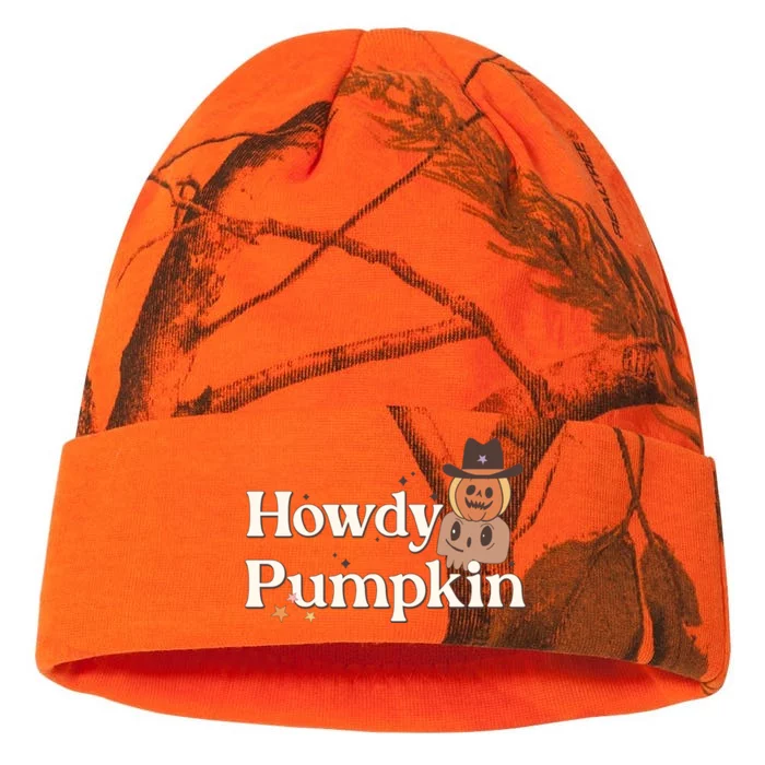 Howdy Pumpkin Cowgirl Pumpkin Spooky Vibes Hippie Halloween Gift Kati - 12in Camo Beanie