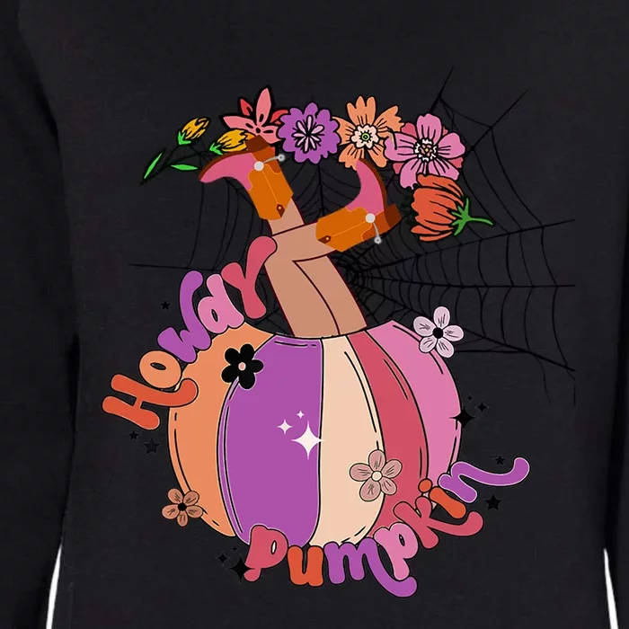 Howdy Pumpkin Cow Pumpkin Spooky Vibes Hippie Halloween Gift Womens California Wash Sweatshirt