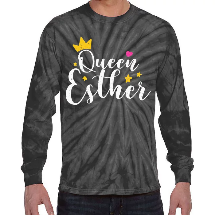 Happy Purim Costume Idea Queen Esther Hebrew Jewish Holiday Tie-Dye Long Sleeve Shirt