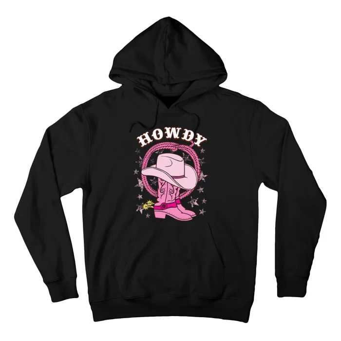 Howdy Pink Cowboy Hat Boots Country Western Rodeo Hoodie