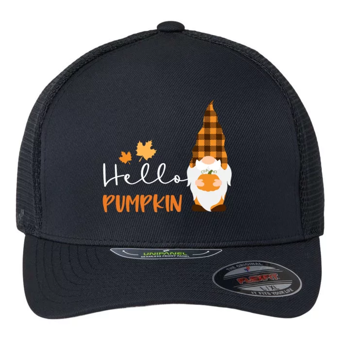 Hello Pumpkin Cute Gnome Fall Autumn Flexfit Unipanel Trucker Cap