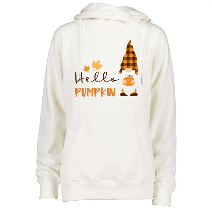 Hello Pumpkin Cute Gnome Fall Autumn Womens Funnel Neck Pullover Hood