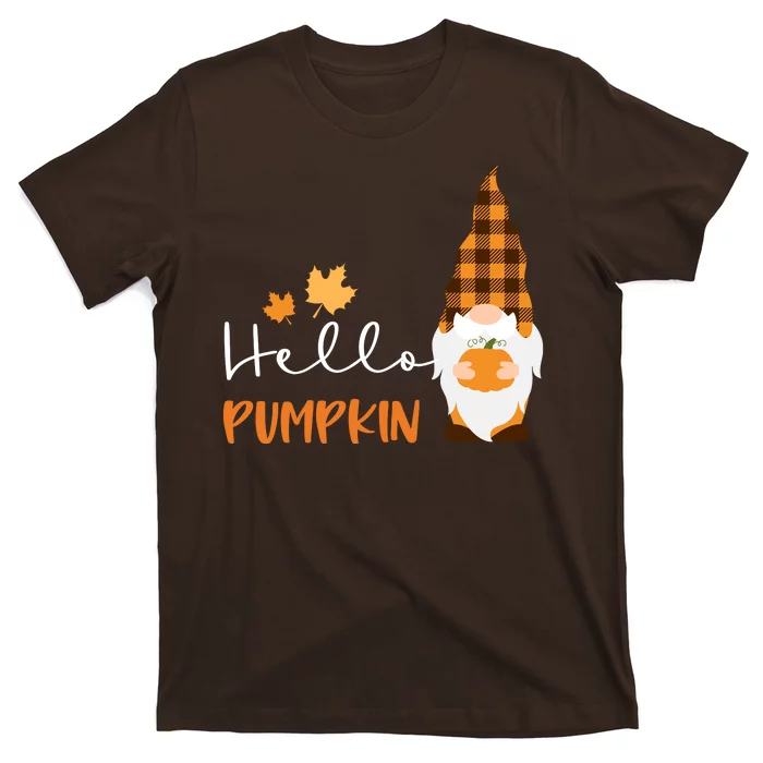 Hello Pumpkin Cute Gnome Fall Autumn T-Shirt