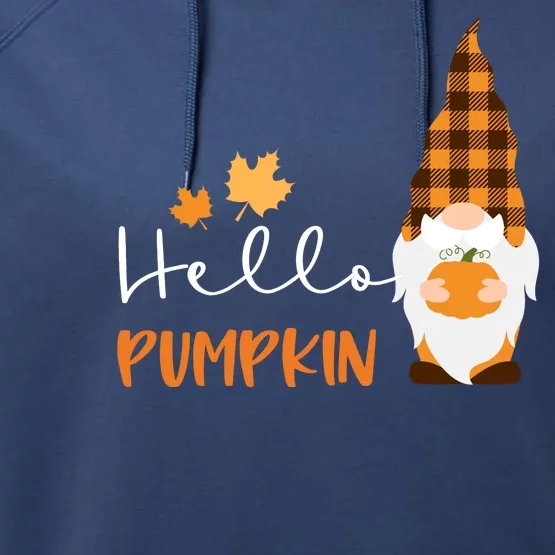 Hello Pumpkin Cute Gnome Fall Autumn Performance Fleece Hoodie