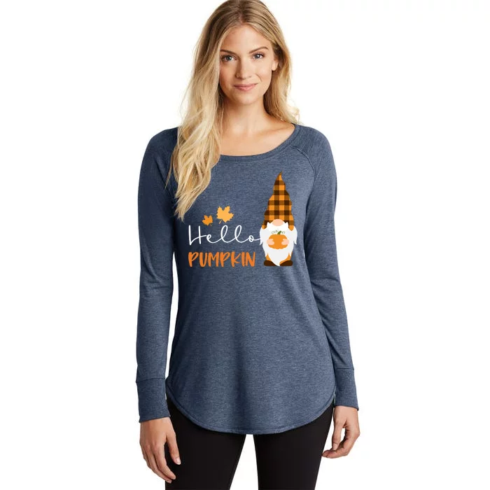 Hello Pumpkin Cute Gnome Fall Autumn Women's Perfect Tri Tunic Long Sleeve Shirt