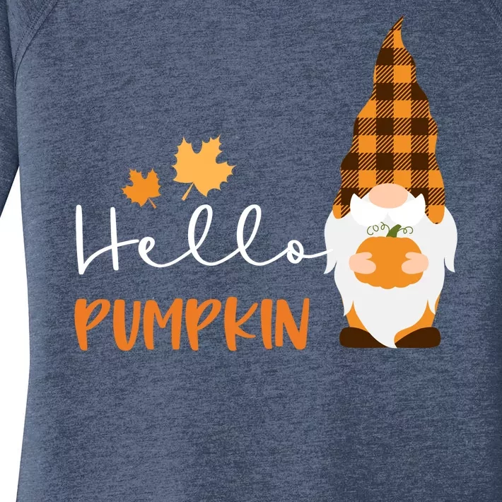 Hello Pumpkin Cute Gnome Fall Autumn Women's Perfect Tri Tunic Long Sleeve Shirt