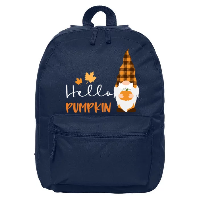 Hello Pumpkin Cute Gnome Fall Autumn 16 in Basic Backpack