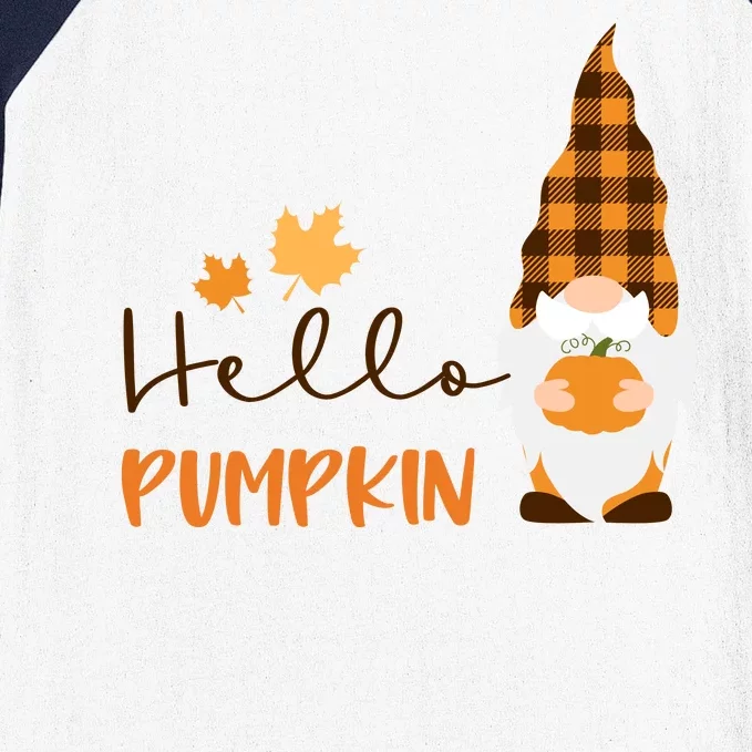 Hello Pumpkin Cute Gnome Fall Autumn Baseball Sleeve Shirt