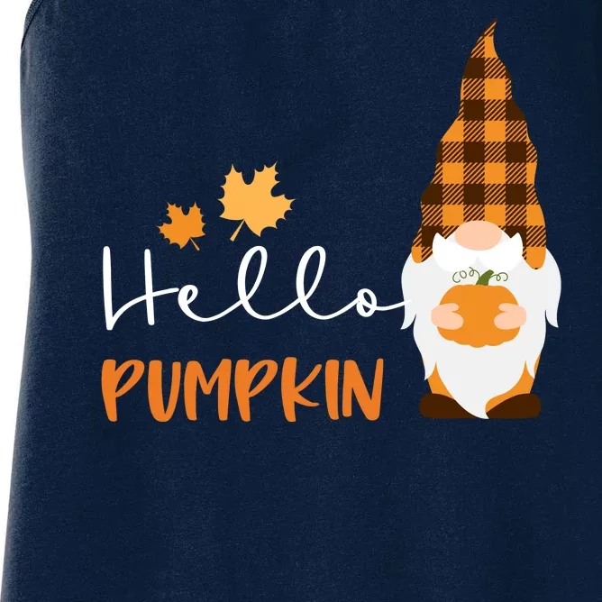 Hello Pumpkin Cute Gnome Fall Autumn Women's Racerback Tank