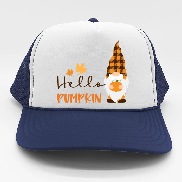 Hello Pumpkin Cute Gnome Fall Autumn Trucker Hat