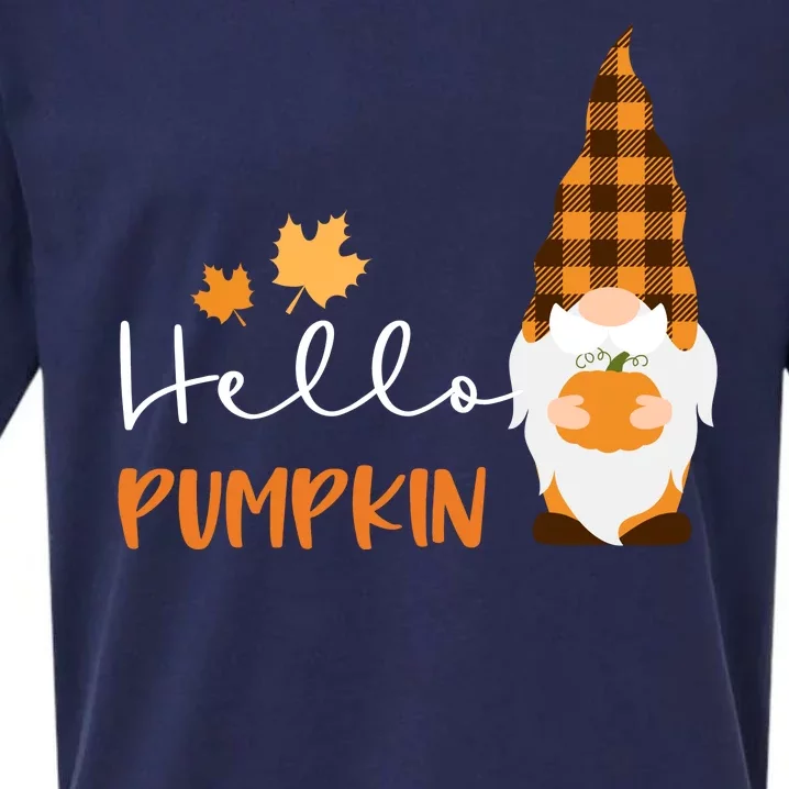 Hello Pumpkin Cute Gnome Fall Autumn Sueded Cloud Jersey T-Shirt