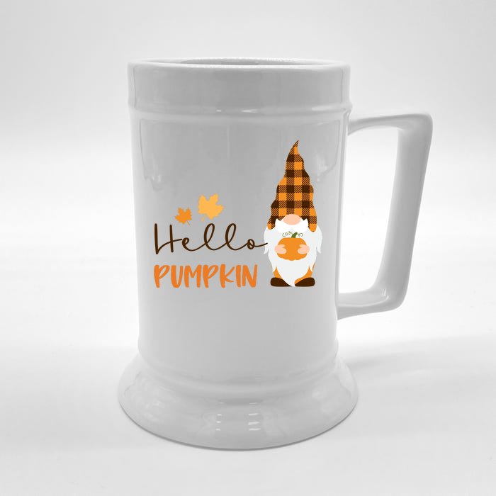 Hello Pumpkin Cute Gnome Fall Autumn Front & Back Beer Stein