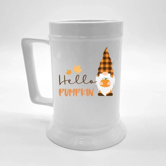 Hello Pumpkin Cute Gnome Fall Autumn Front & Back Beer Stein