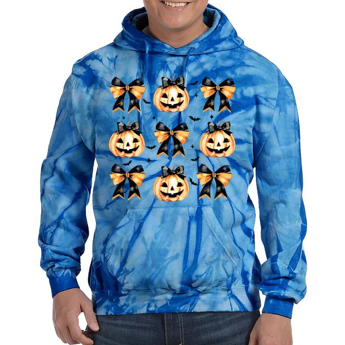 Halloween Pumpkin Coquette Bow Halloween Spooky Season Tie Dye Hoodie