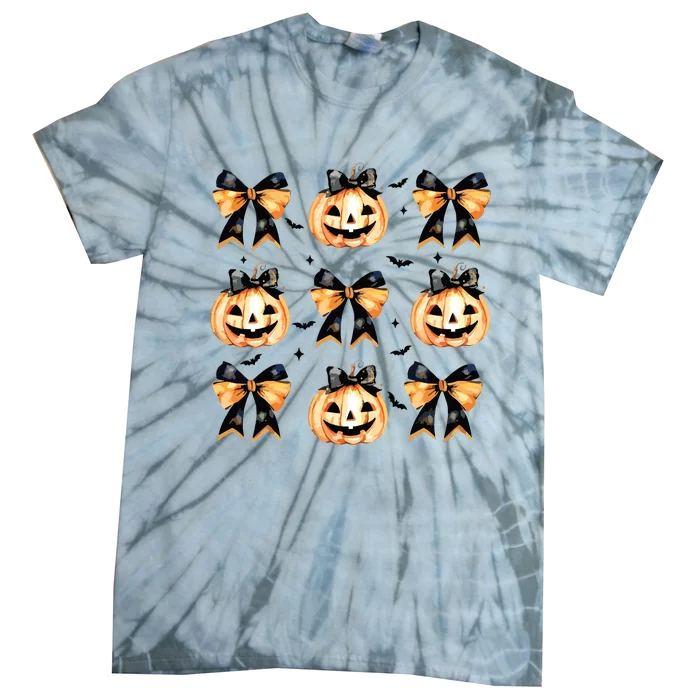 Halloween Pumpkin Coquette Bow Halloween Spooky Season Tie-Dye T-Shirt