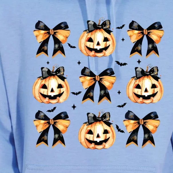 Halloween Pumpkin Coquette Bow Halloween Spooky Season Unisex Surf Hoodie