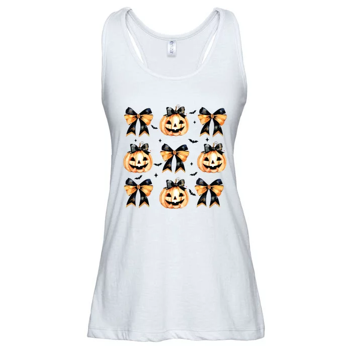 Halloween Pumpkin Coquette Bow Halloween Spooky Season Ladies Essential Flowy Tank