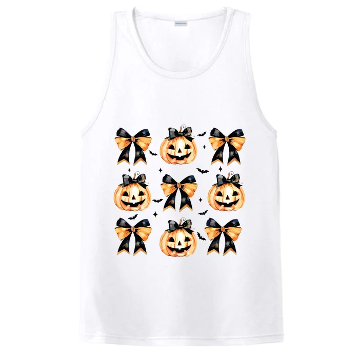 Halloween Pumpkin Coquette Bow Halloween Spooky Season Performance Tank