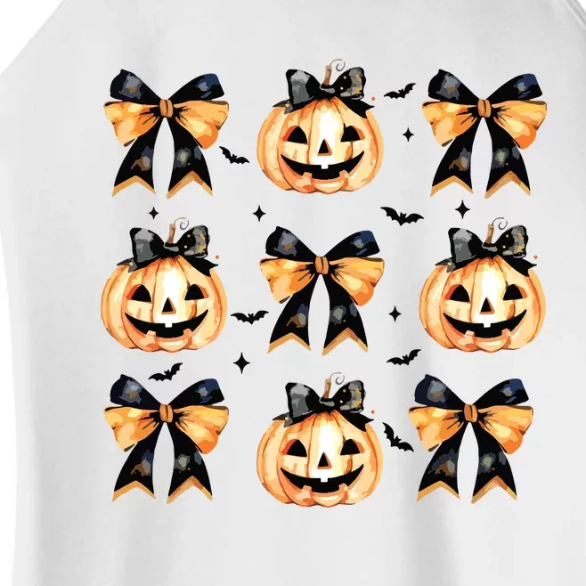 Halloween Pumpkin Coquette Bow Halloween Spooky Season Women’s Perfect Tri Rocker Tank