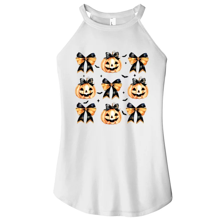 Halloween Pumpkin Coquette Bow Halloween Spooky Season Women’s Perfect Tri Rocker Tank