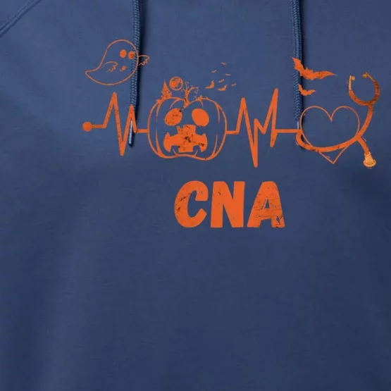 Halloween Pumpkin Cna Nurse Stethoscope Heartbeat Nursing Funny Gift Performance Fleece Hoodie