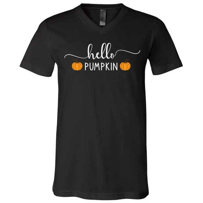 Hello Pumpkin Cute Fall V-Neck T-Shirt