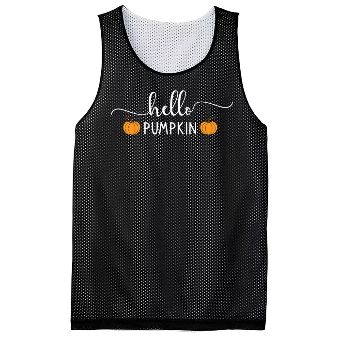 Hello Pumpkin Cute Fall Mesh Reversible Basketball Jersey Tank