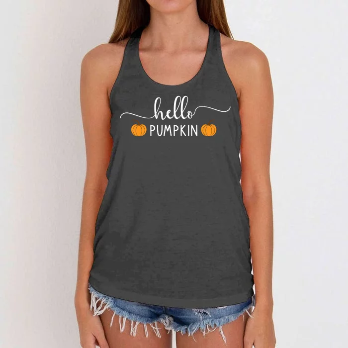 Hello Pumpkin Cute Fall Women's Knotted Racerback Tank