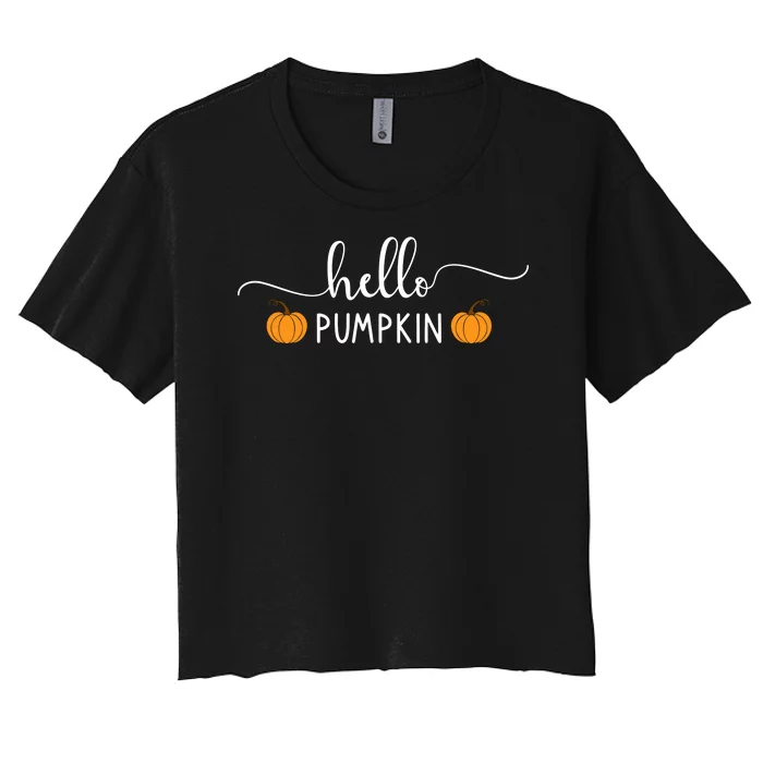 Hello Pumpkin Cute Fall Women's Crop Top Tee