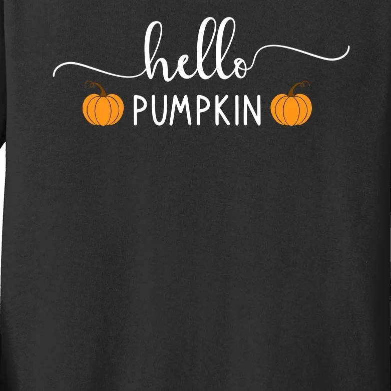 Hello Pumpkin Cute Fall Kids Long Sleeve Shirt