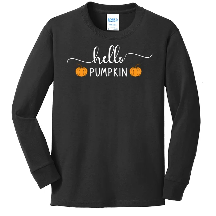 Hello Pumpkin Cute Fall Kids Long Sleeve Shirt