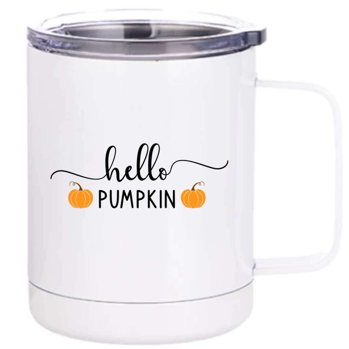 Hello Pumpkin Cute Fall Front & Back 12oz Stainless Steel Tumbler Cup