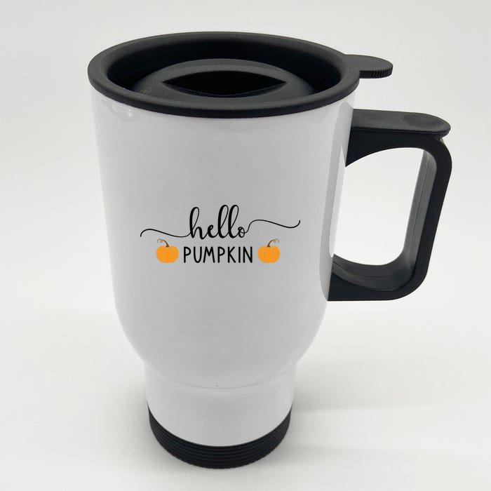 Hello Pumpkin Cute Fall Front & Back Stainless Steel Travel Mug