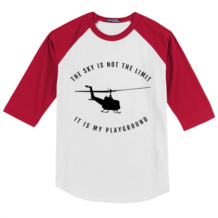 Helicopter Pilot Cool Gift The Sky Is Not The Limit Kids Colorblock Raglan Jersey