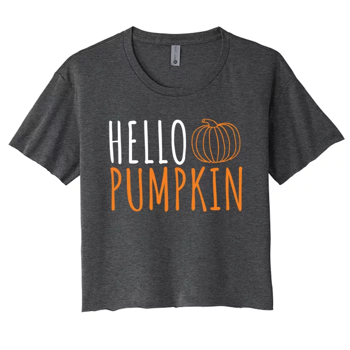 Hello Pumpkin Cute Fall Autumn Pumpkin Spice Gift Women's Crop Top Tee