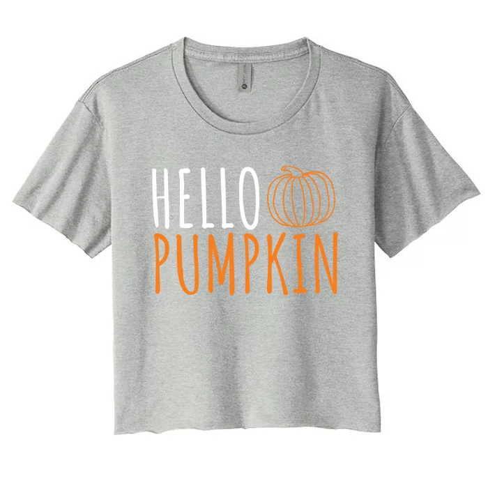 Hello Pumpkin Cute Fall Autumn Pumpkin Spice Gift Women's Crop Top Tee