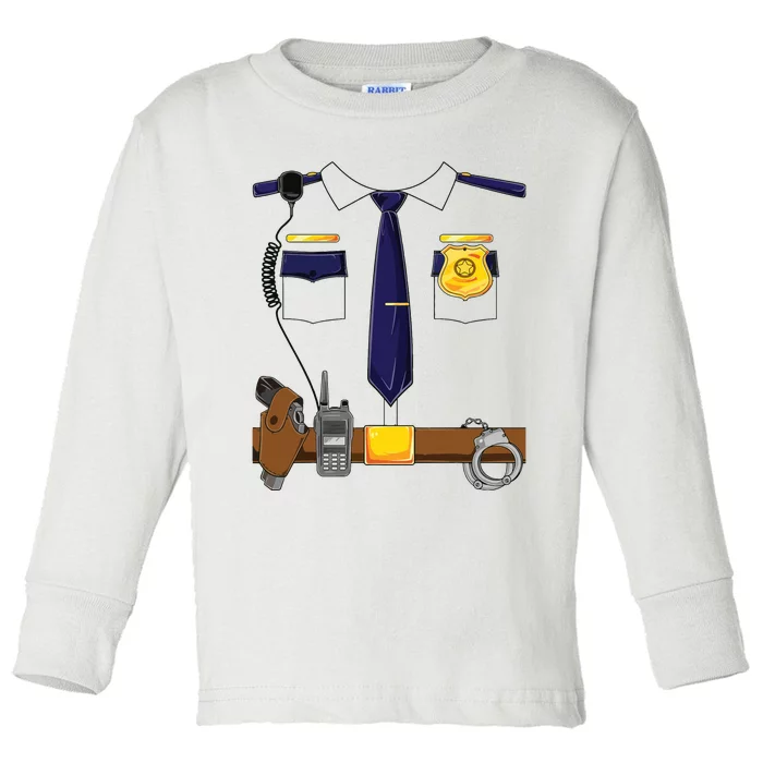 Halloween Police Costume Policeman Police Officer Toddler Long Sleeve Shirt