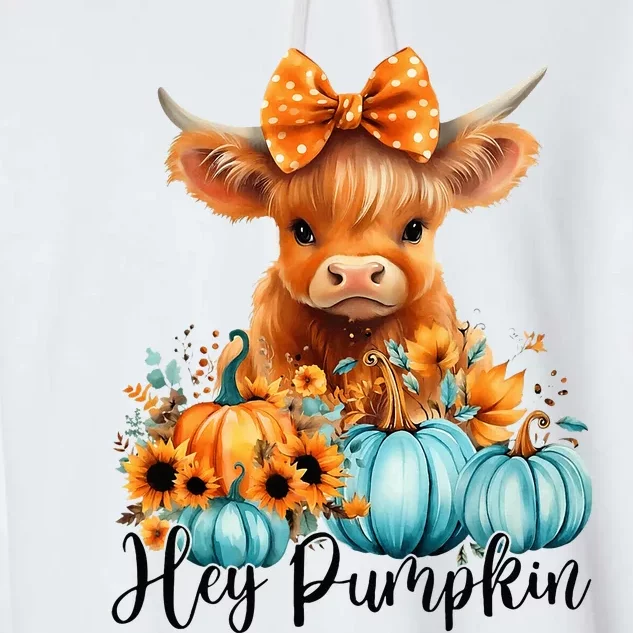 Hey Pumpkin Cute Highland Cow Fall Autumn Thanksgiving Garment-Dyed Fleece Hoodie