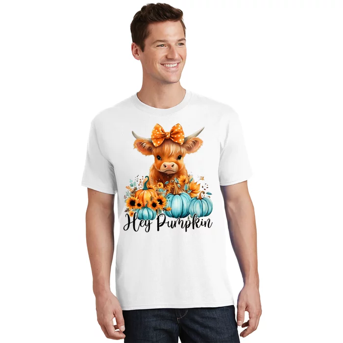 Hey Pumpkin Cute Highland Cow Fall Autumn Thanksgiving T-Shirt