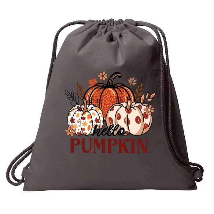 Hello Pumpkin Cute Halloween Women Fall Thanksgiving Drawstring Bag