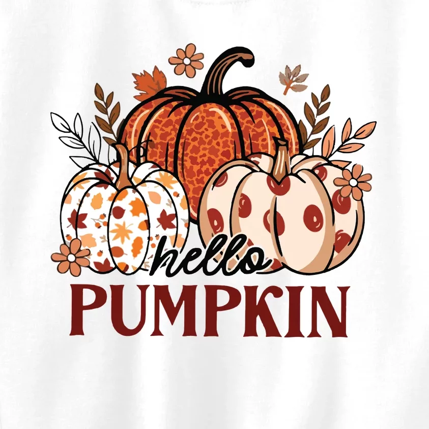 Hello Pumpkin Cute Halloween Women Fall Thanksgiving Kids Sweatshirt